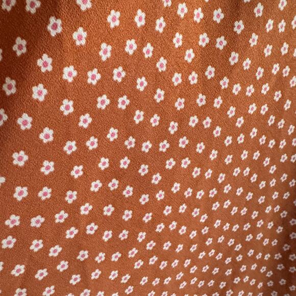 Levi's Skylar Floral Dress Orange Sweetheart Neck Back Zip Short Sleeve Sz M - Picture 5 of 9
